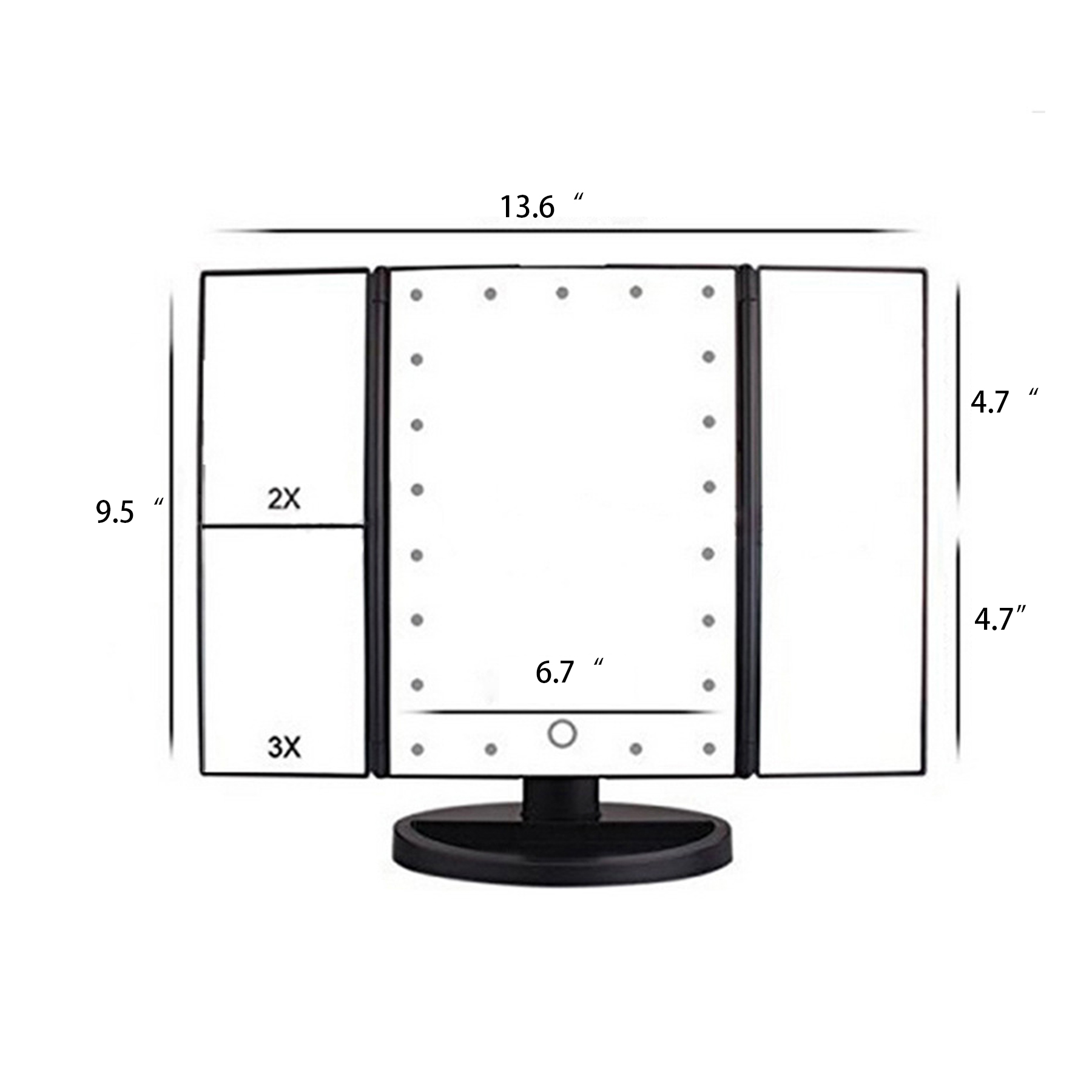 Tri-Fold Lighted Vanity Mirror with 21 LED Lights 2