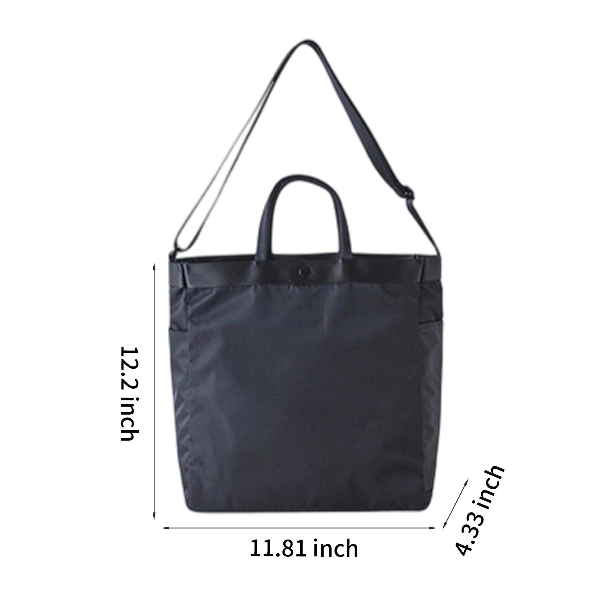 Nylon Shoulder Tote With Side Pocket 11.81" x 4.33" x 12.2" 6