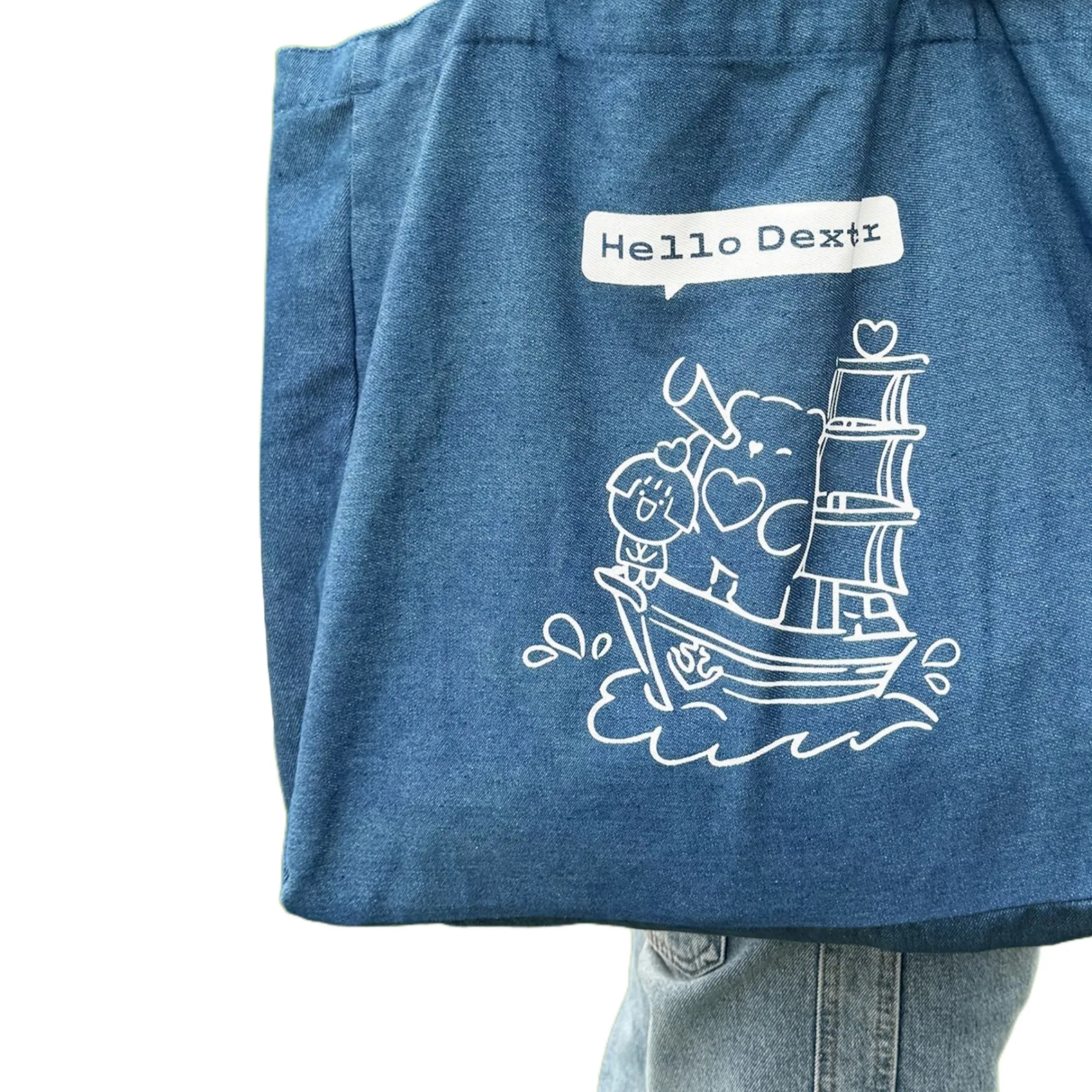 Durable Blue Canvas Tote Bag, custom tote bag with logo imprint 2