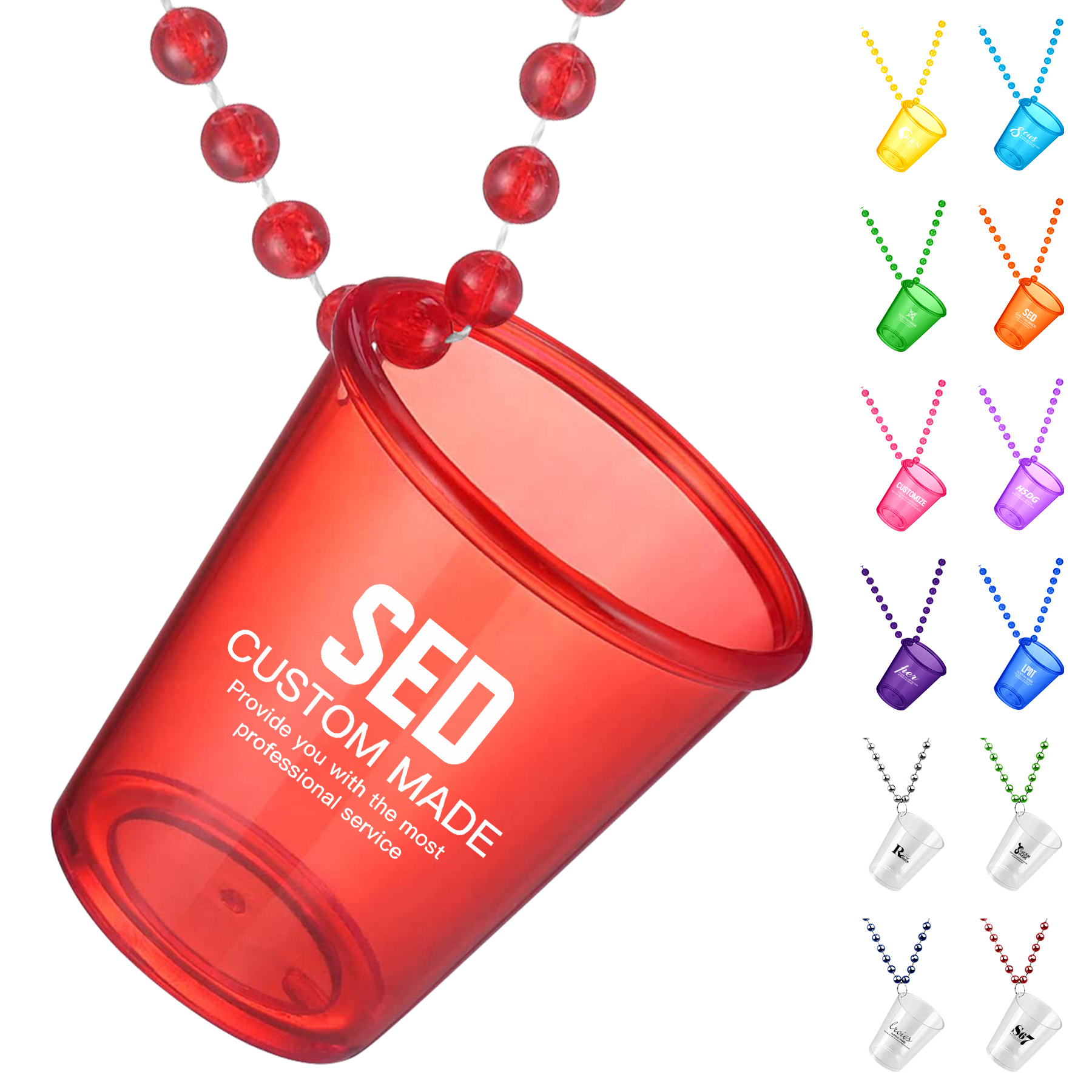 Plastic Shot Glass With Beaded Chain For Parties & Events 11
