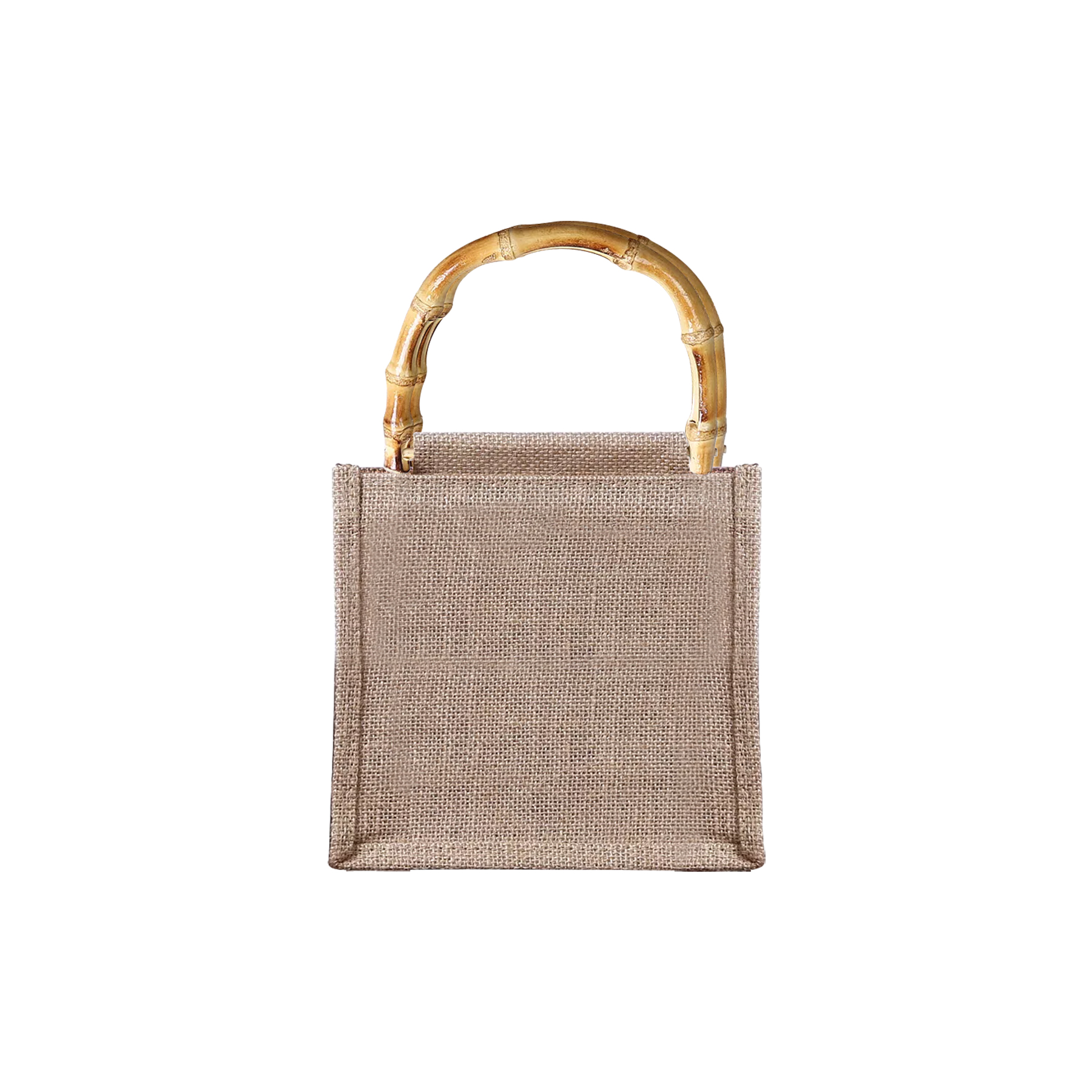 Jute Gift Tote Bag With Bamboo Handle, custom tote bag with logo imprint 2