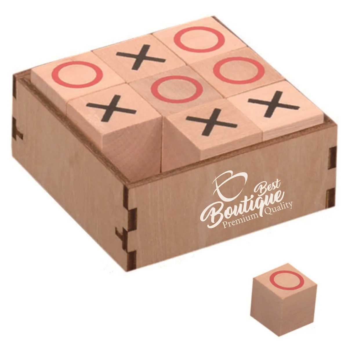 Wooden Tic Tac Toe Game Classic Board Family Night 2