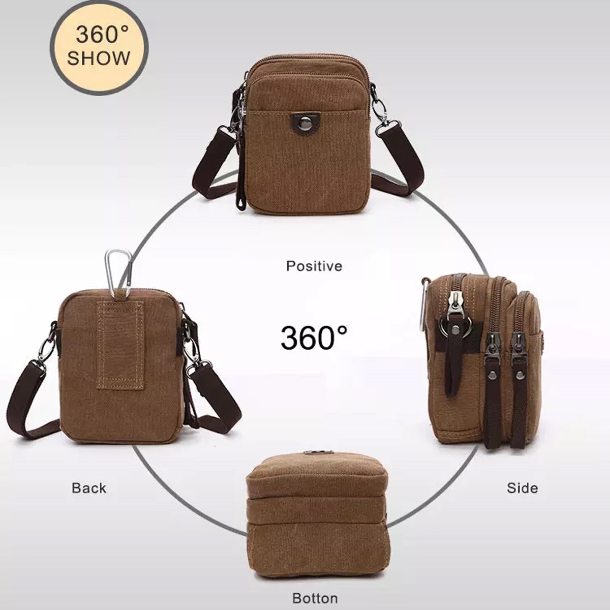 Small Vintage Canvas Messenger Bag 3