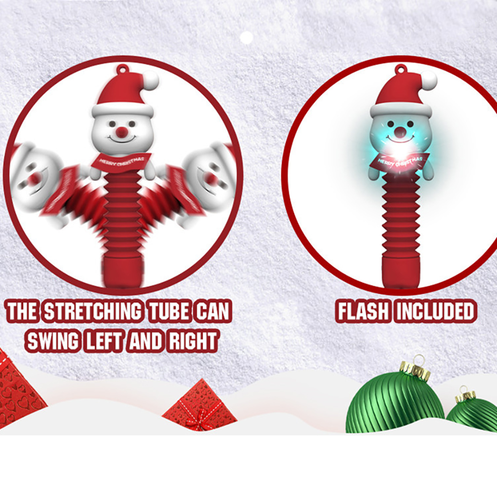Christmas Santa Claus Pop Tube Decompression Toy with LED 4