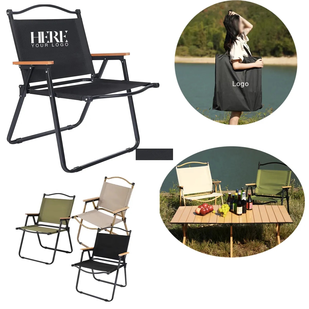 Folding Outdoor Camping Chairs with handle and storage bag 2