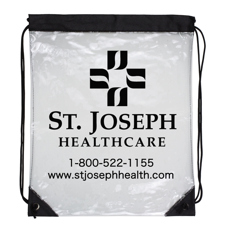 13" W x 16" H - "Everest" Tall Clear Drawstring Cinch Pack Backpack 16