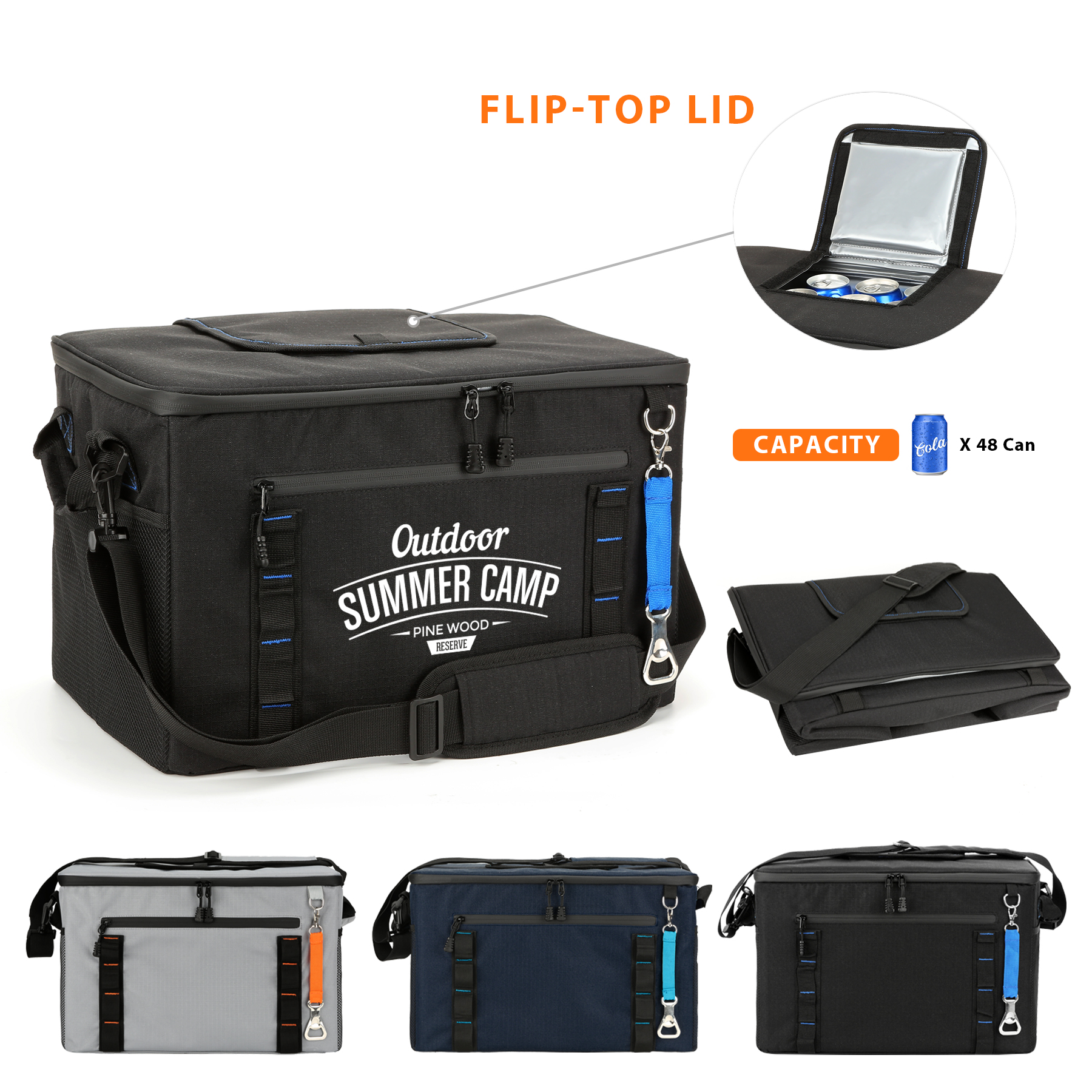 Large 48-Can Collapsible Cooler Chest W/Bottle Opener 14