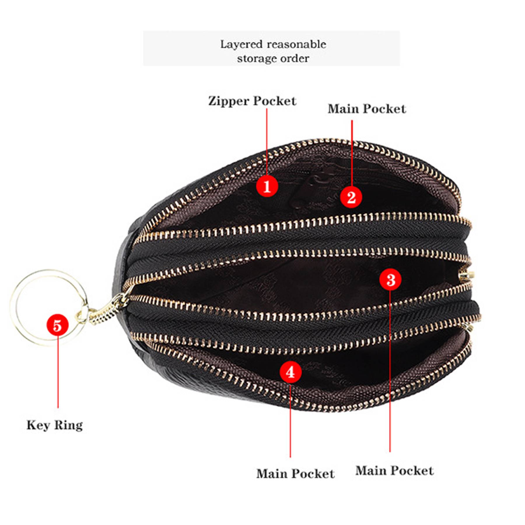 Genuine Leather Small multi-function key coin purse 3