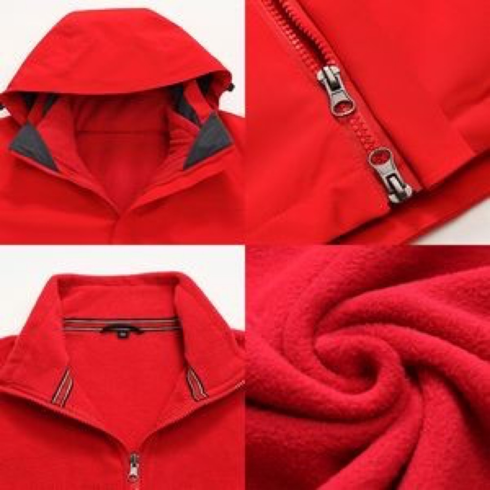 Orange Water Proof Camping Men Women Winter Jacket With Hood 3