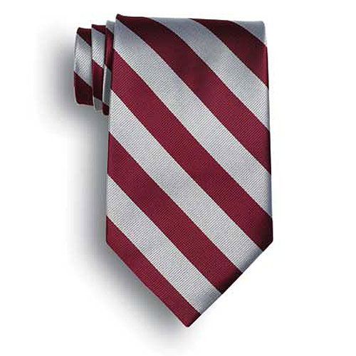 School Stripes Tie - Maroon/Gray 2