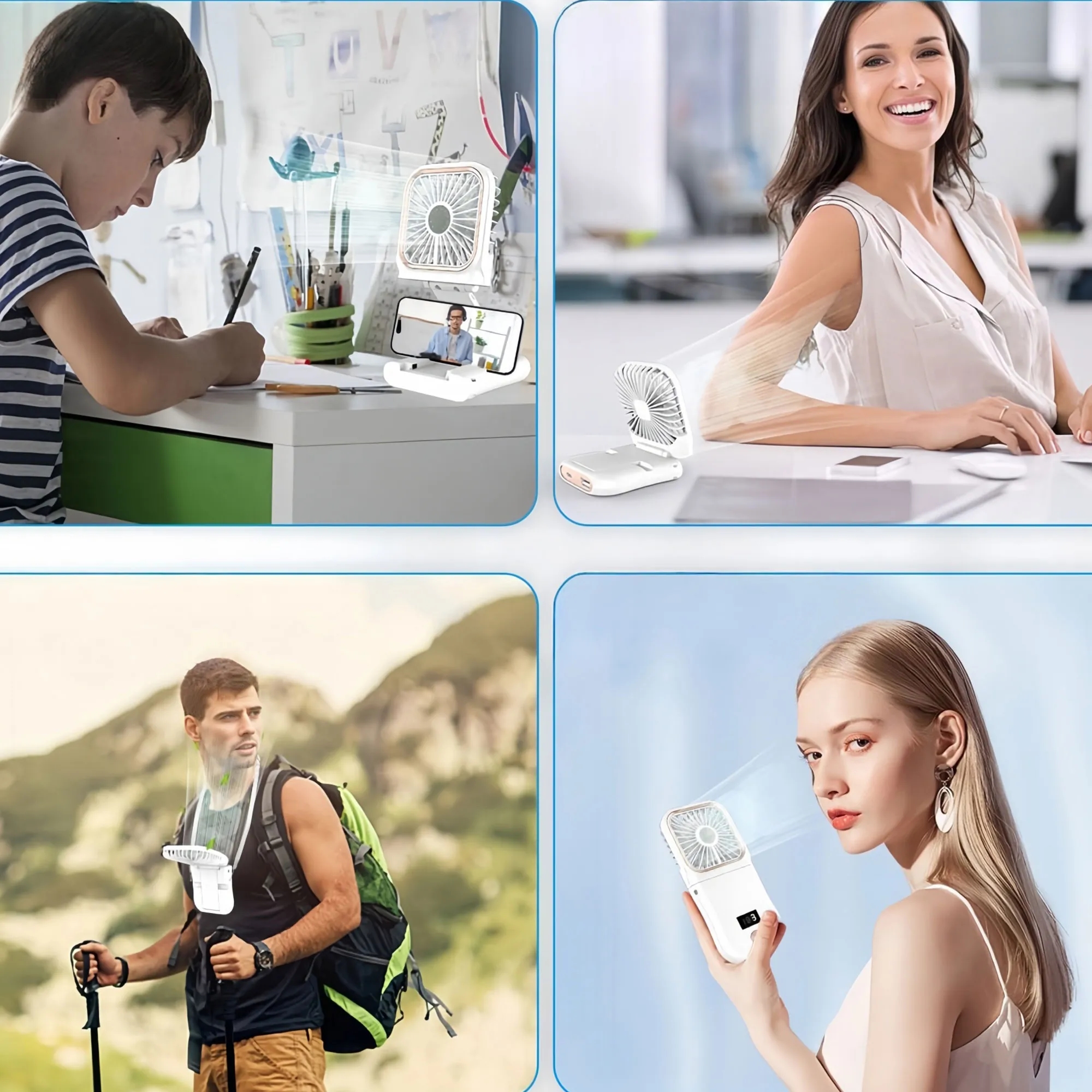 Portable Foldable Phone Stand Fan With Power Bank 3