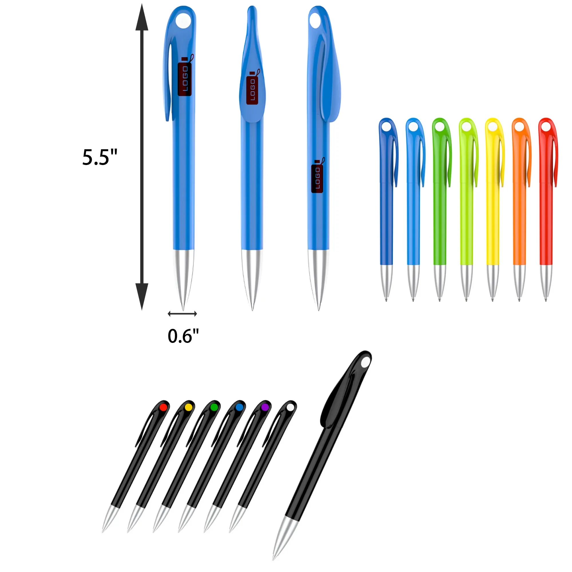 Clip Plastic Black Ballpoint Pen