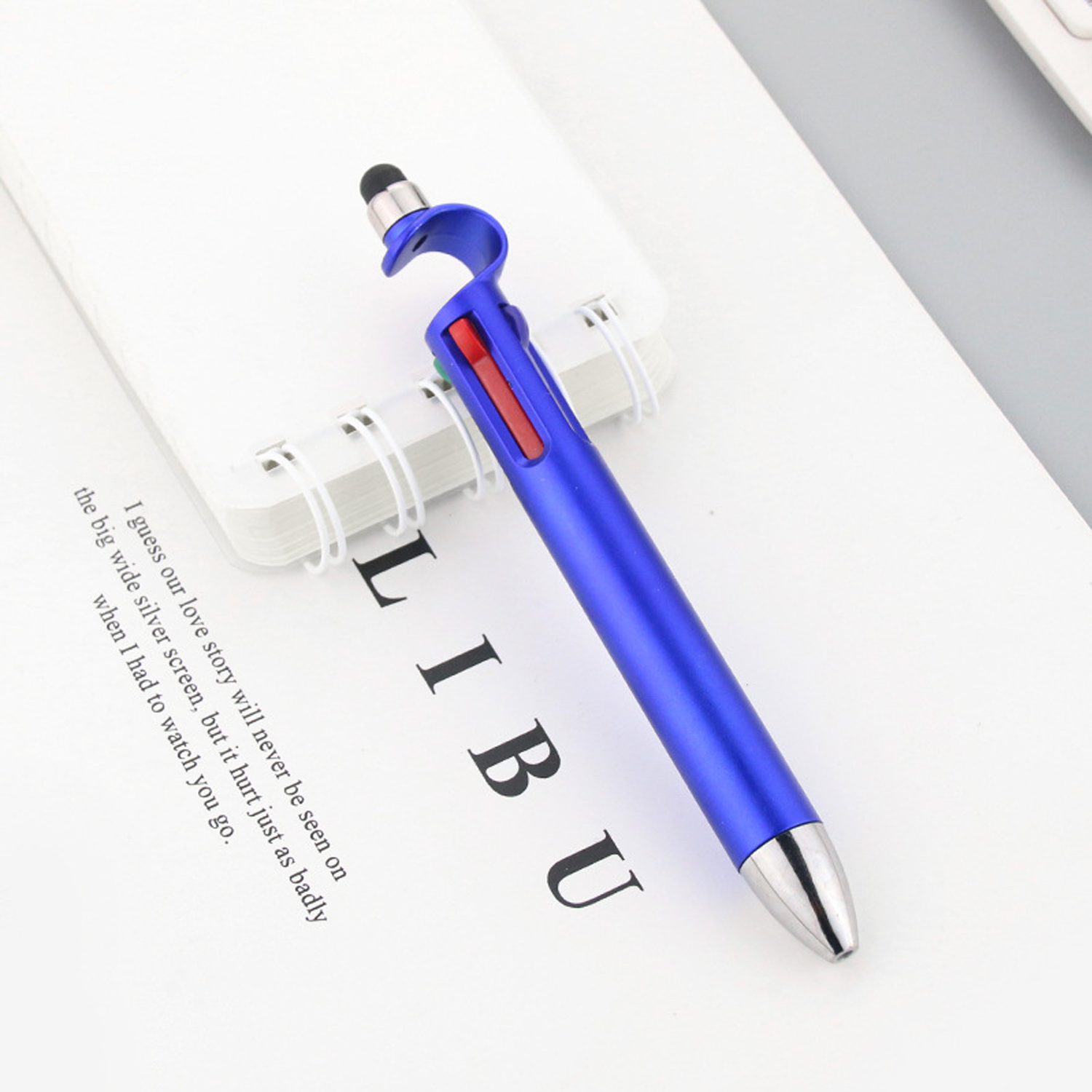 4 Color Stylus Ballpoint Pen w/ Phone Stand 10