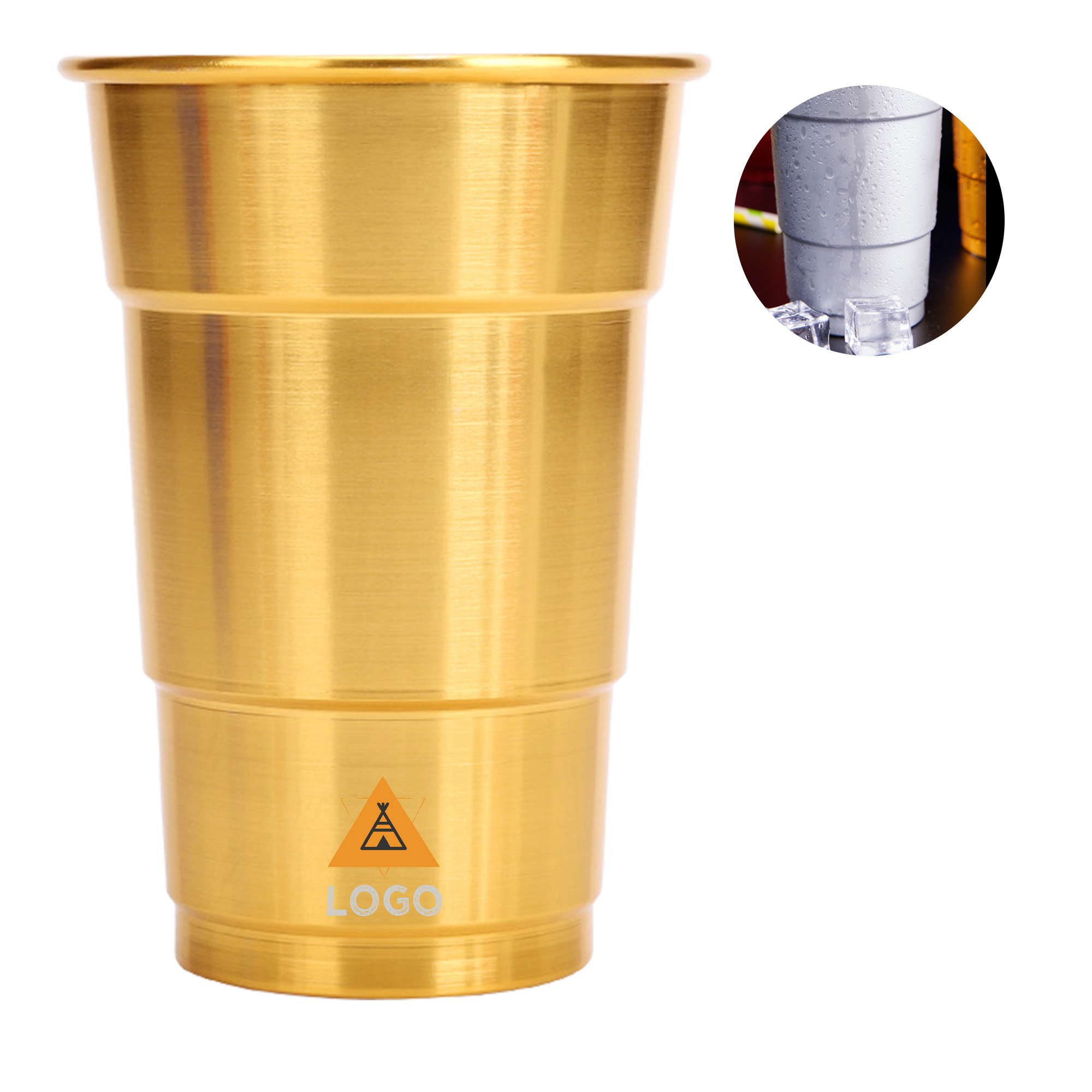 MOQ 50 Aluminum Beer Cup Food Grade Single Layer Metal Cup Custom Logo 3
