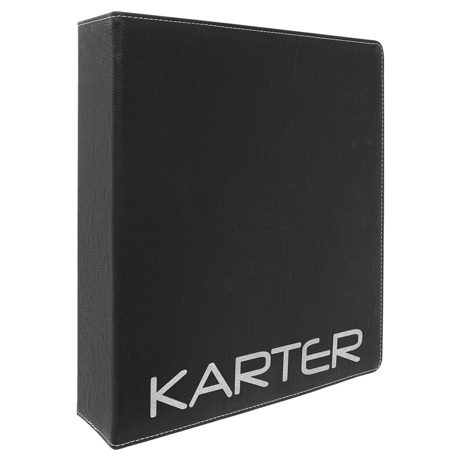 11" x 11 1/2" Black/Siver Leatherette 3 Ring Binder with 2" Slant D Rings 1
