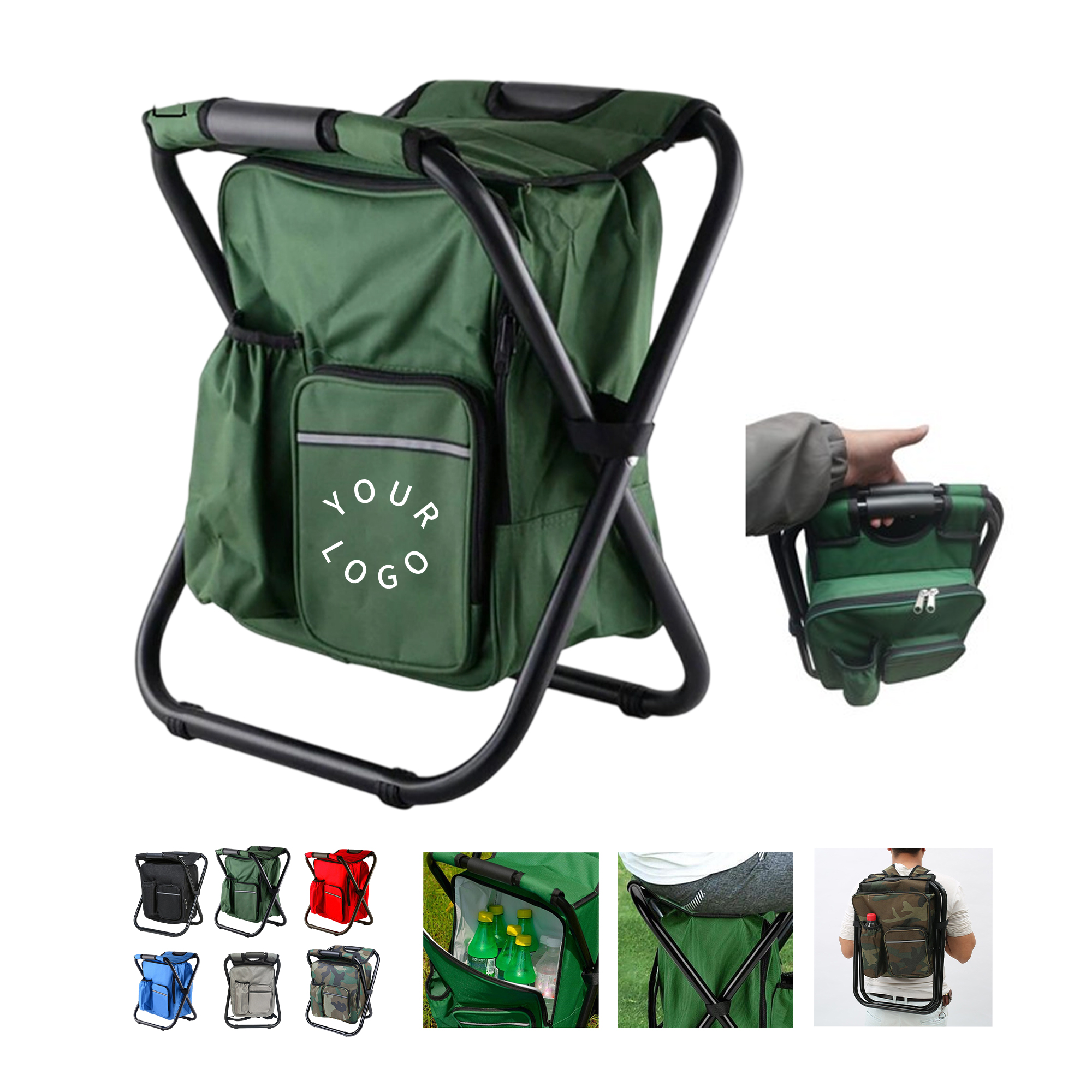 Foldable Backpack Chair With Insulated Cooler 14.2" Length x 11.5" Width x 16.2" Height 5