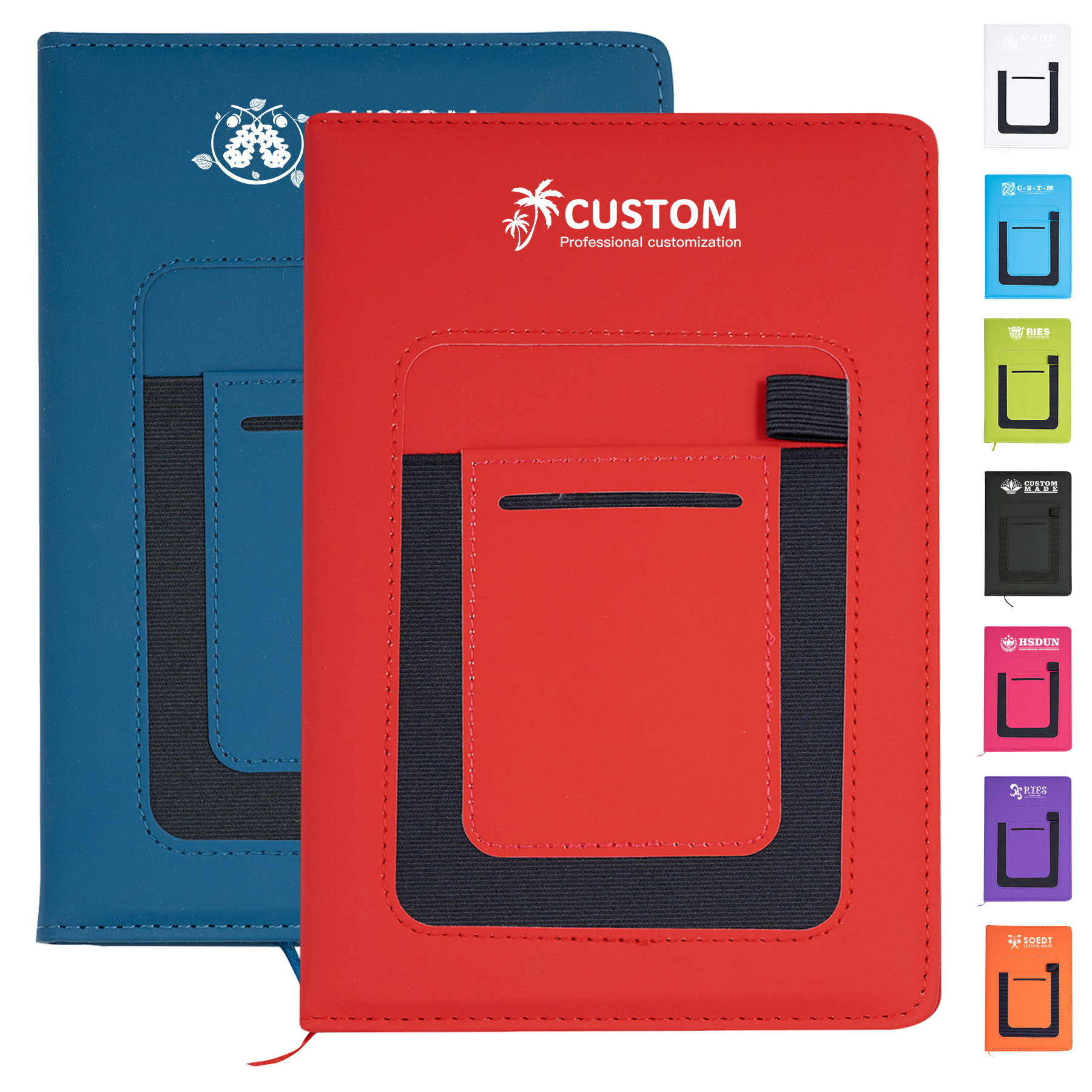 PU Leather A5 Hardcover Pocket Journal W/ Phone Holder 9