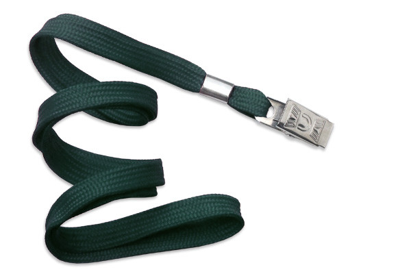 3/8" Blank Lanyard w/Bulldog Clip (Forest Green) 1