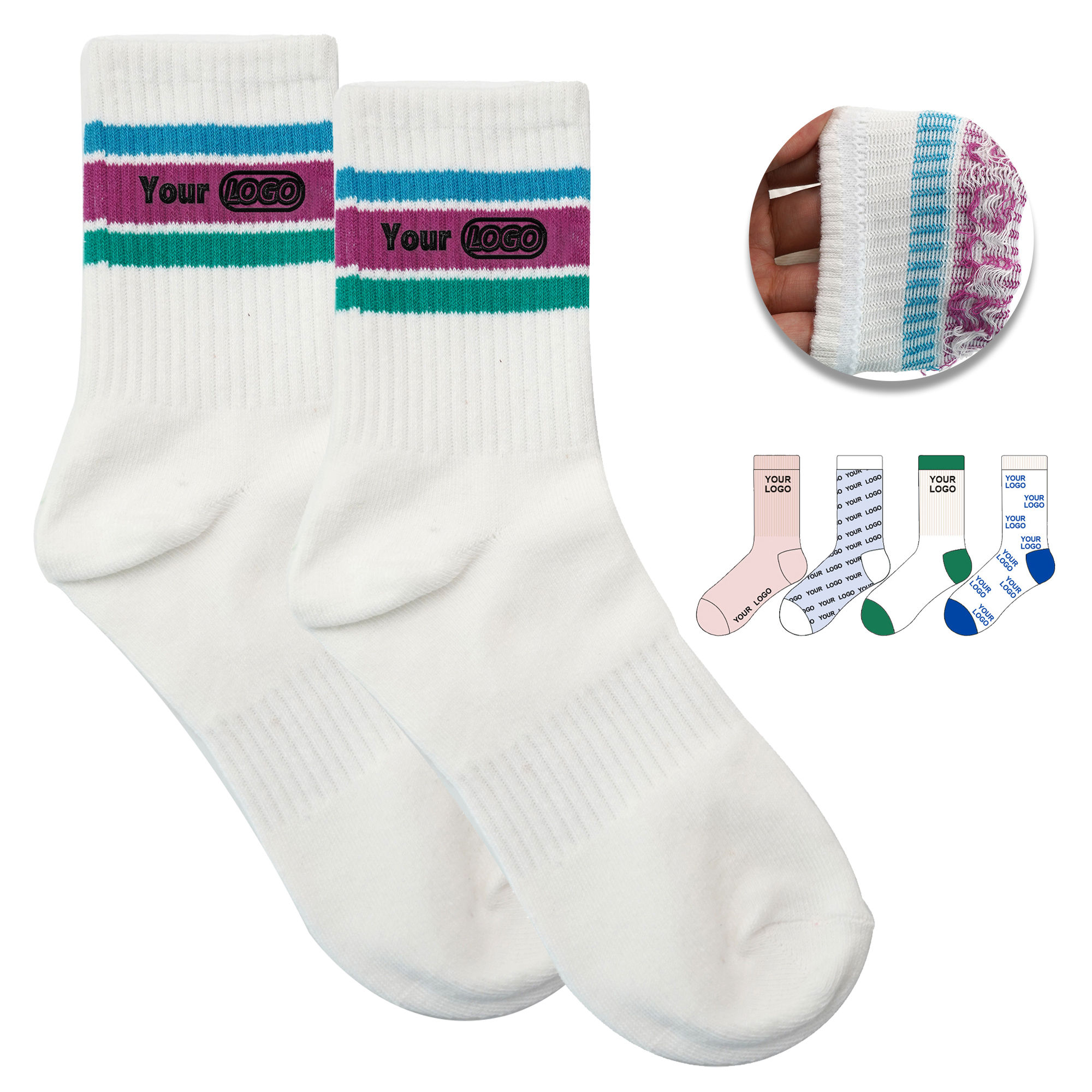 Custom Cotton Socks with Striped Design 2