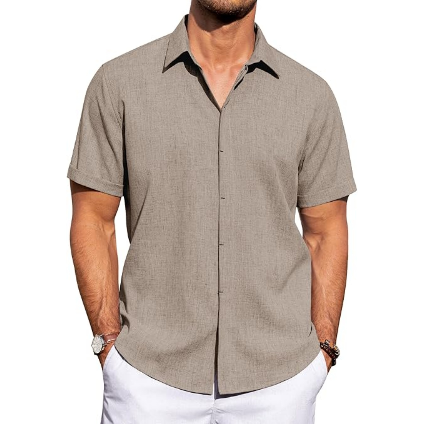 Men's Linen Casual Short Sleeve Shirt 2