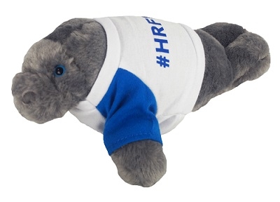 8" Manny Manatee with t-shirt and one color imprint 2