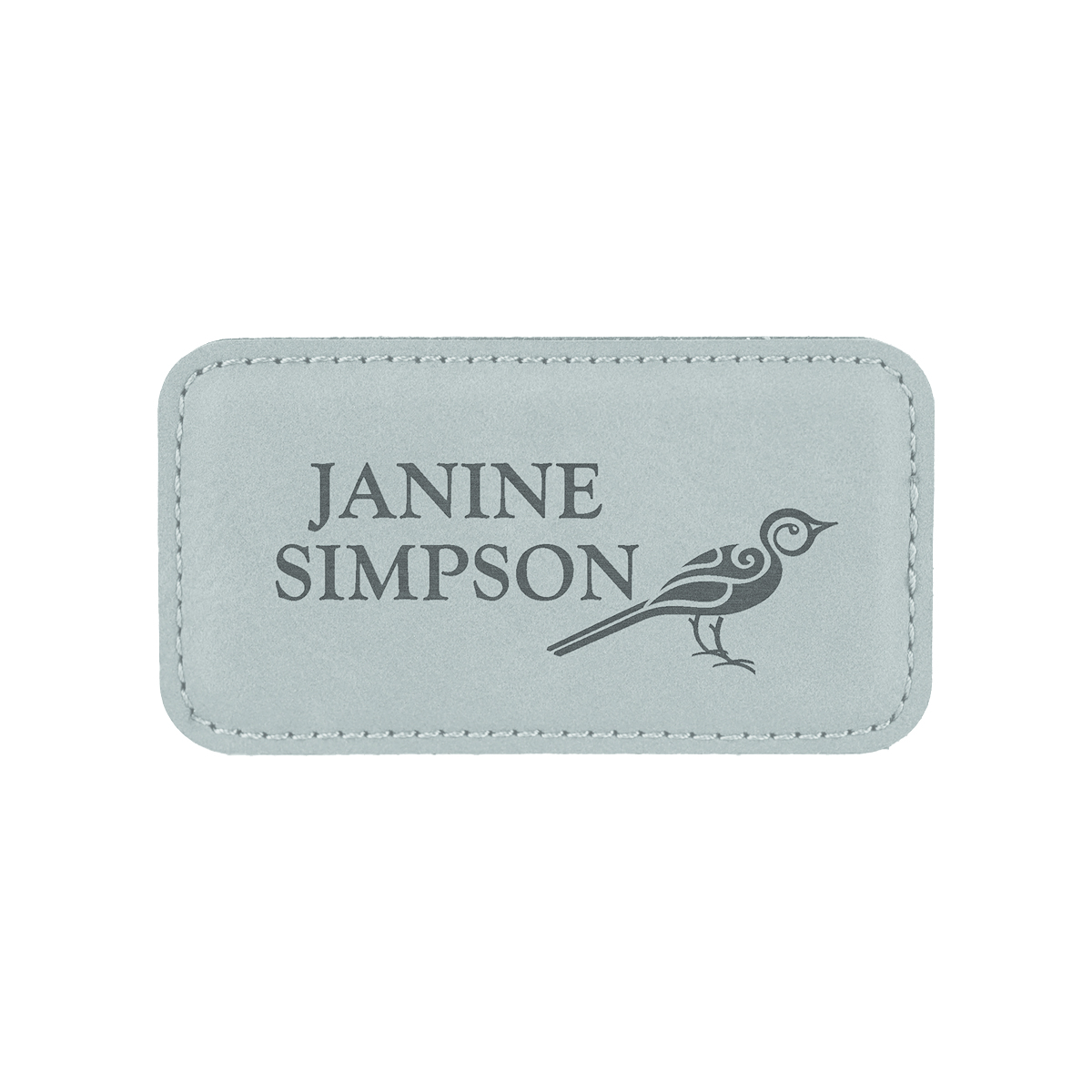 3 1/4" x 1 3/4" Gray Leatherette Badge w/ Magnet