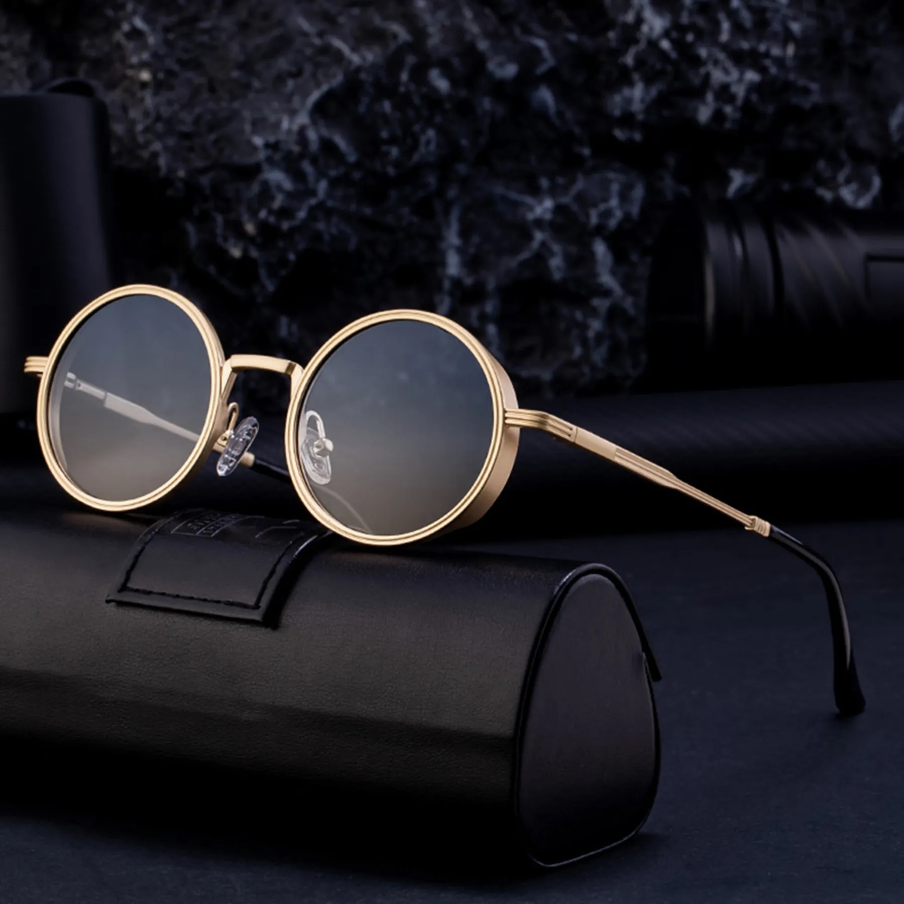 Vintage Punk Style Round Metal Frame UV400 Shades Sunglasses 4