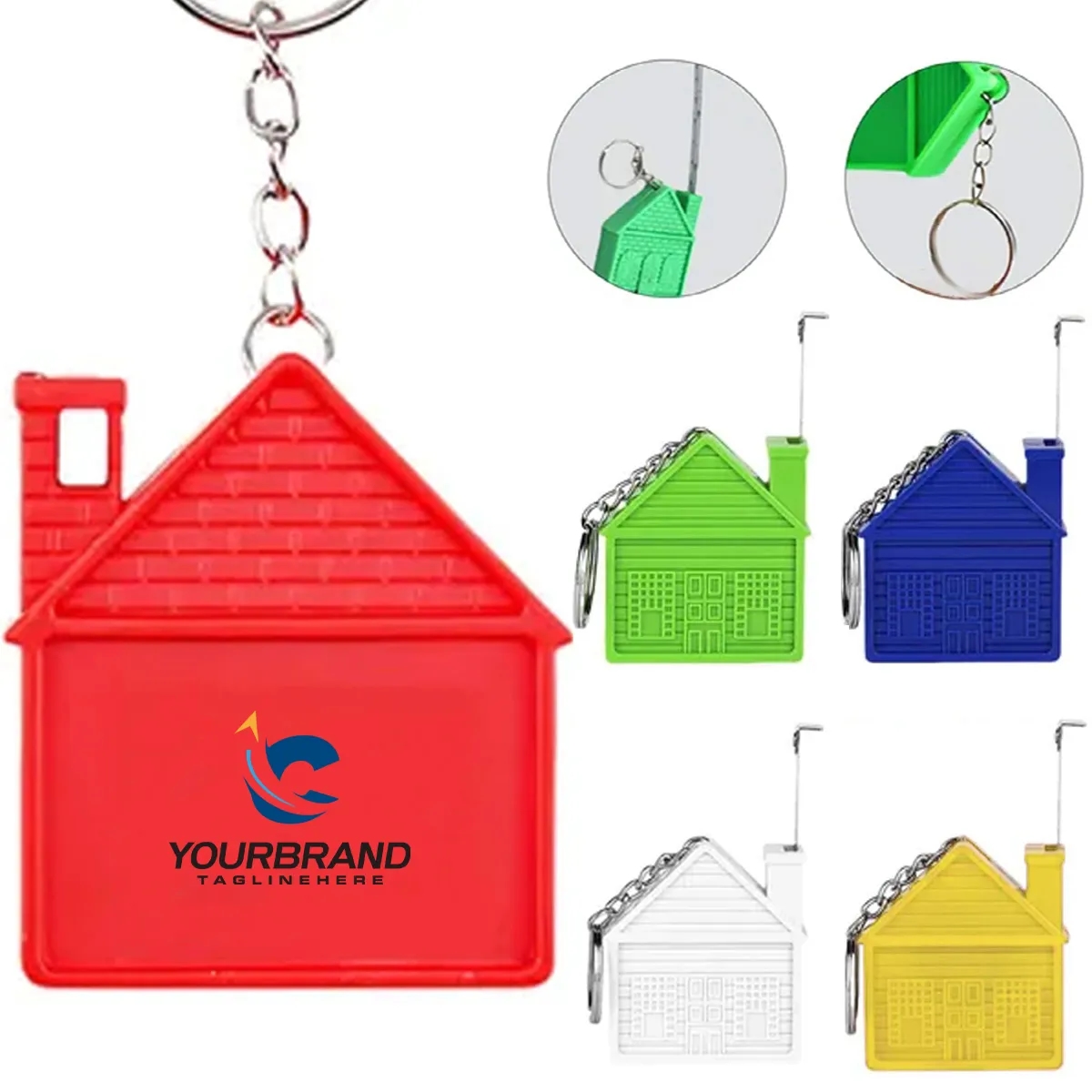 1m House Shaped Keychain Retractable Double Measuring Tape 1