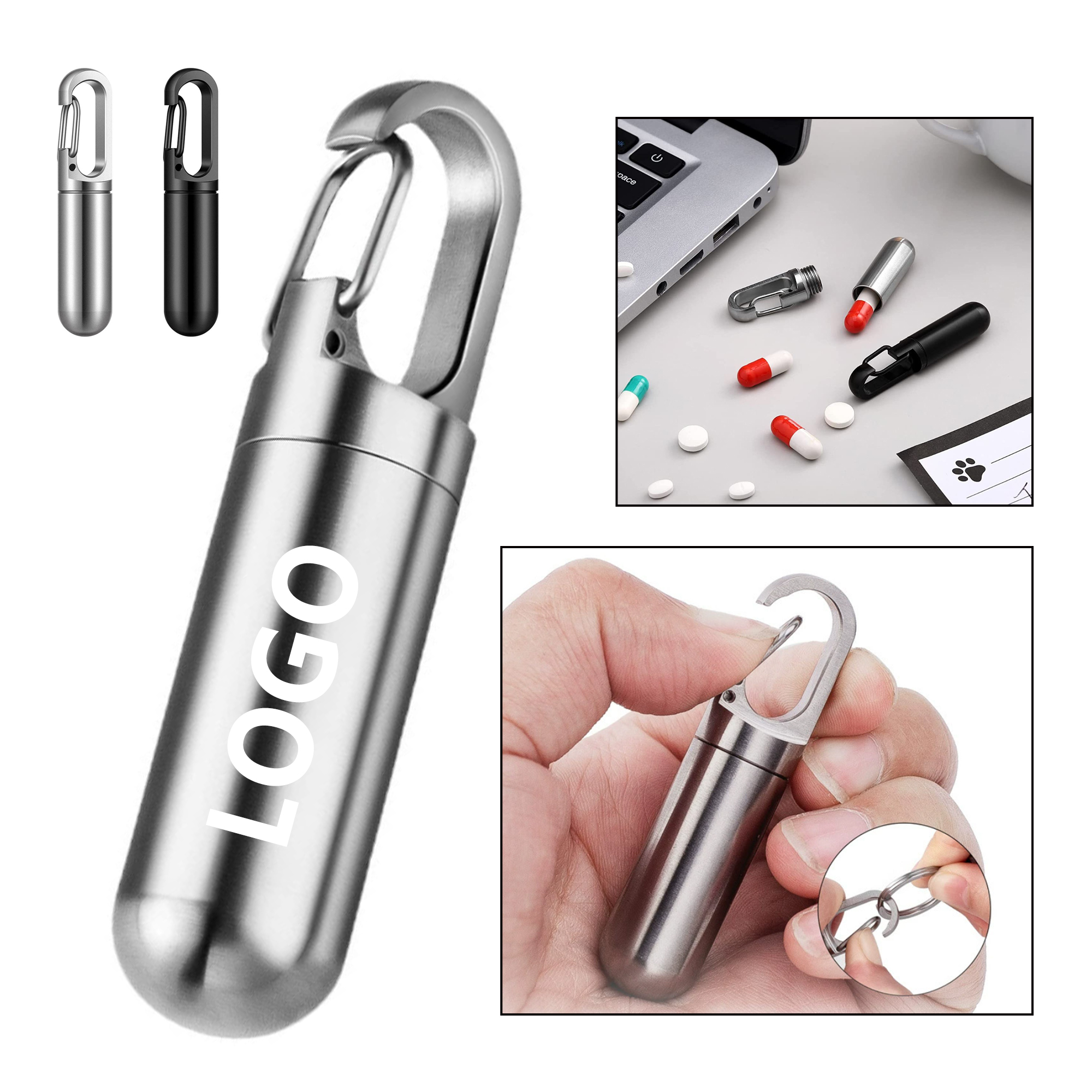 Mini Stainless Steel Pill Keychain 3