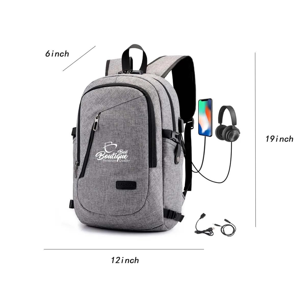 Multifunction Anti-Theft USB Charging Port Laptop Backpack 4