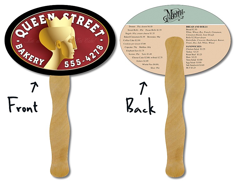 Mini Hand Fan - 6.25x4 Oval Shaped Laminated - 14 pt. 2