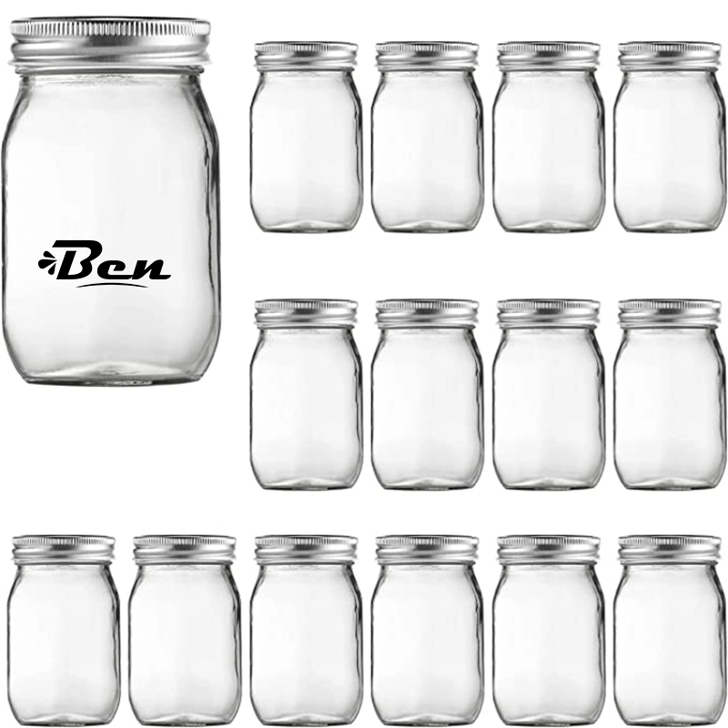 Clear 16Oz Glass Jars With Lids 1