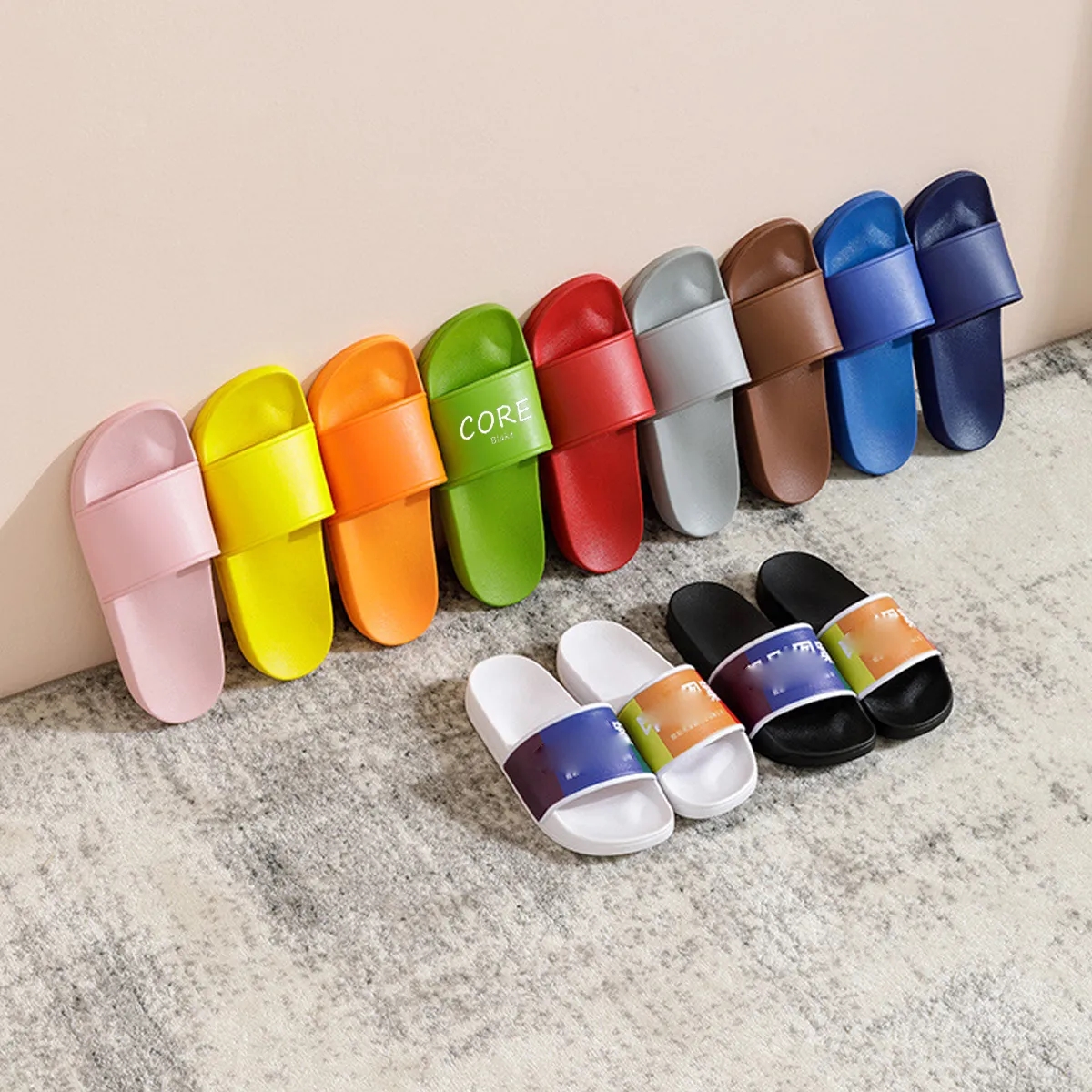 Slide Sandals Open Toe Shower Slipper Non-Slip PVC Shoes 2