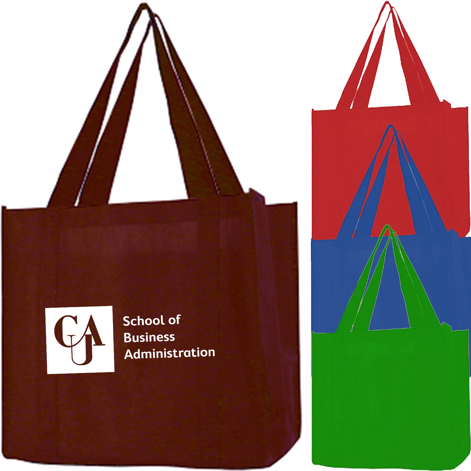 Non-Woven Reinforce Handle Grocery Tote Bag W/ Gusset USA Decorated (12.5" x 13.5" x 8.5") 2