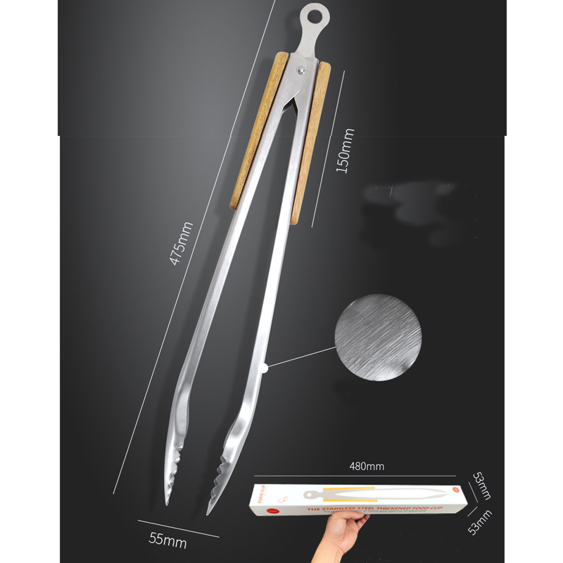 19" Extra Large Stainless Steel Kitchen Cooking Tongs Barbeque Clip 8