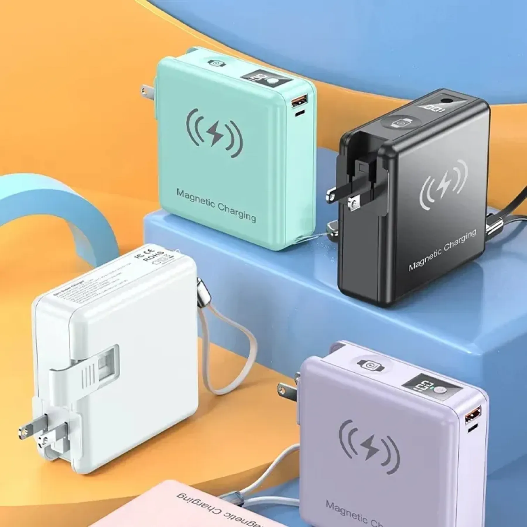 15000 mAh Magnetic Wireless Charging Power Bank with Plug 3