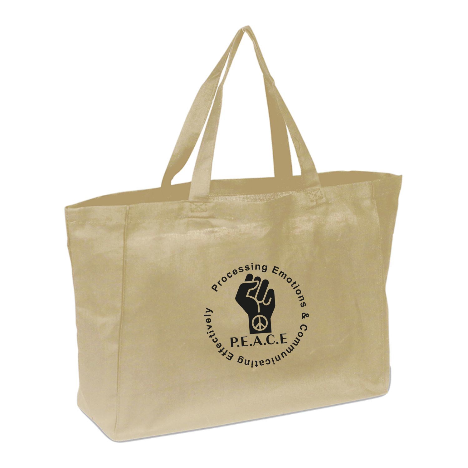 100% Cotton Canvas Sheeting Travel Tote W/ Matching Handles USA Decorated (13" x 13") 2