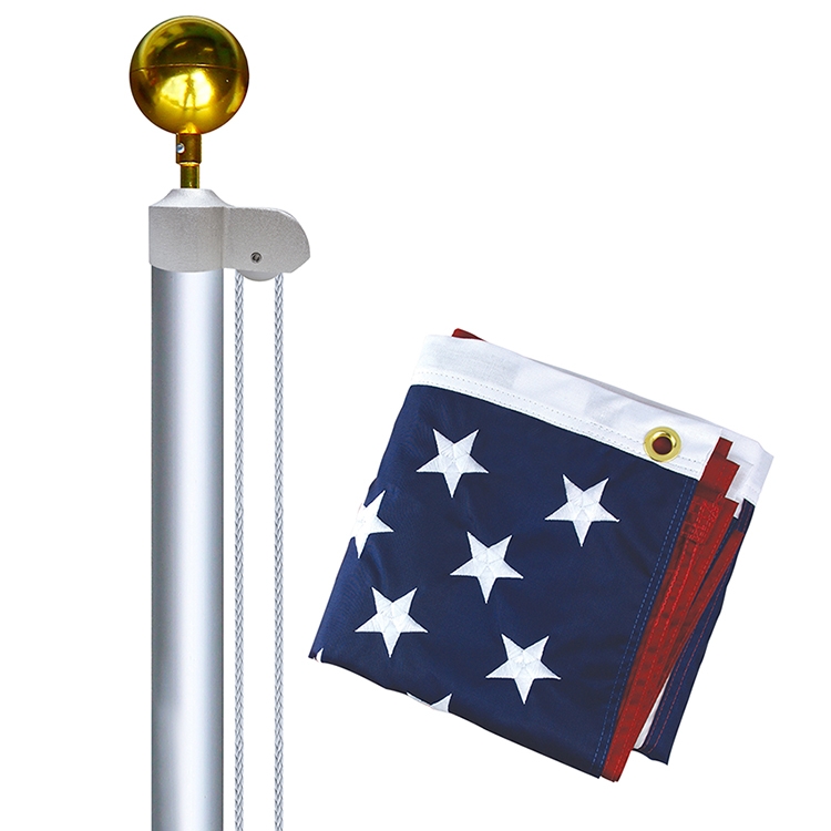 16' Residential Aluminum Poles Set With Embroidered Flag 2