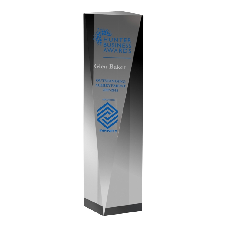 Screen Printed Carved Obelisk Award - 9" 3