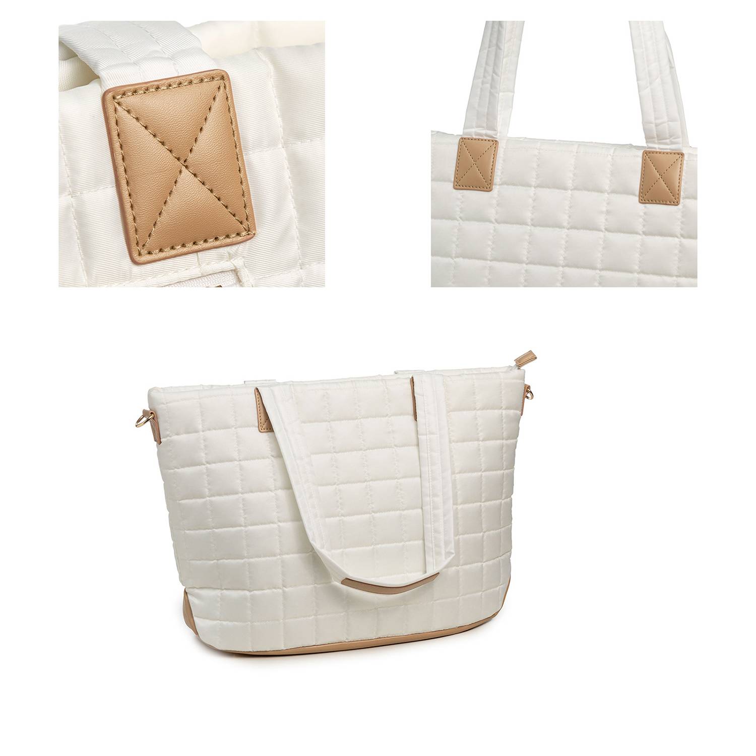 Quilted Nylon Crossbody Tote Bag w/ Mini Pouch 7