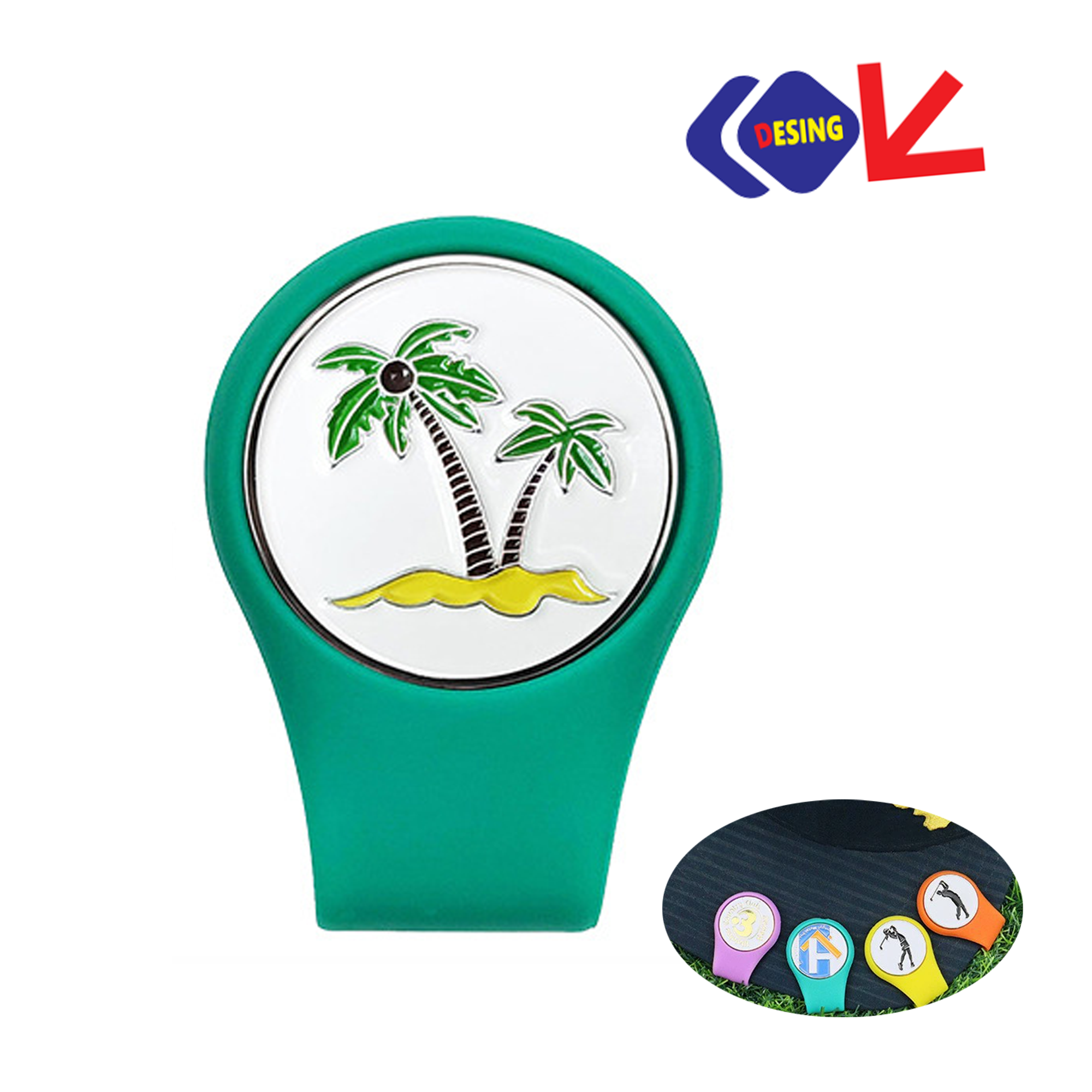 Silicone Full Color Golf Ball Marker Hat Clip Strong Magnetic 2