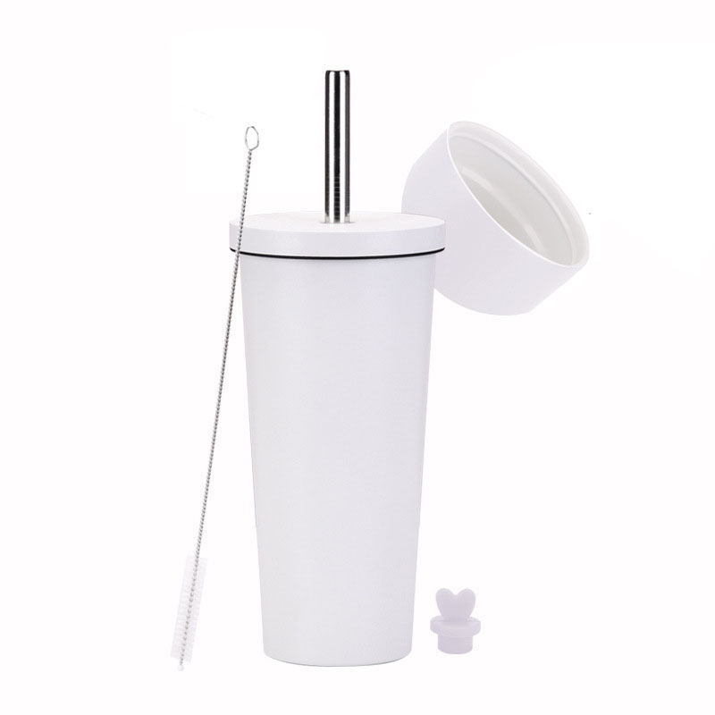Double Wall Vacuum Straw Insulated Tumbler with Lid 2