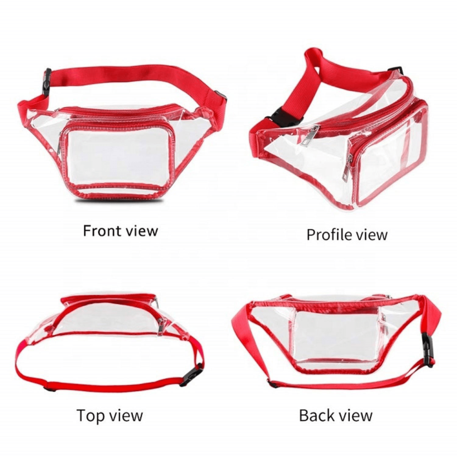 Rock'it 3-Day Clear Fanny Pack w/ Two Zipper Pockets Transparent PVC Bag 2