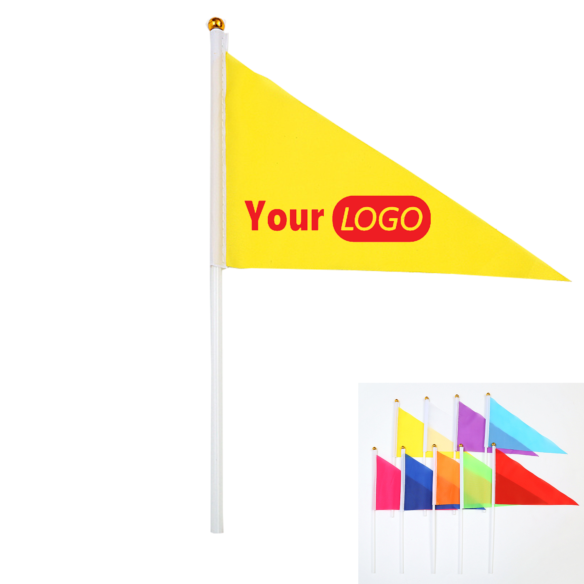 Single Layer Hand Held Waving Flag With Plastic Pole