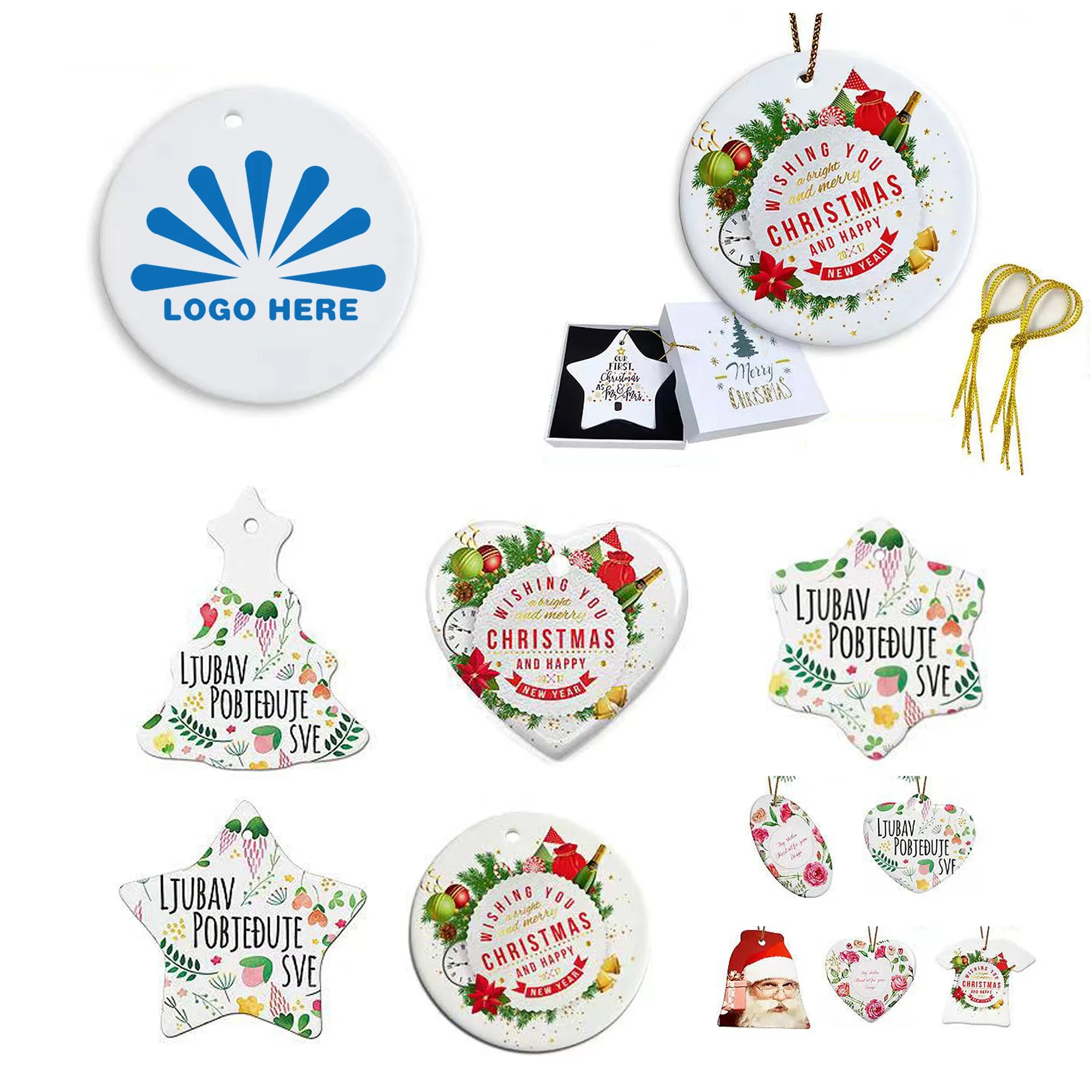 DIY Circular Ceramic Sheet Christmas Ornament MOQ 10 2