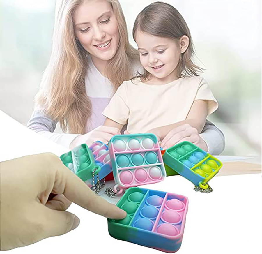 Square Shape Gradient Color Push Pop Key Chain/ Hook Up 8