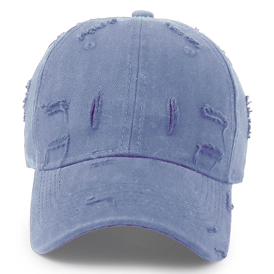 Stock Solid Color Ripped Cotton 6-Panel Baseball Cap 23