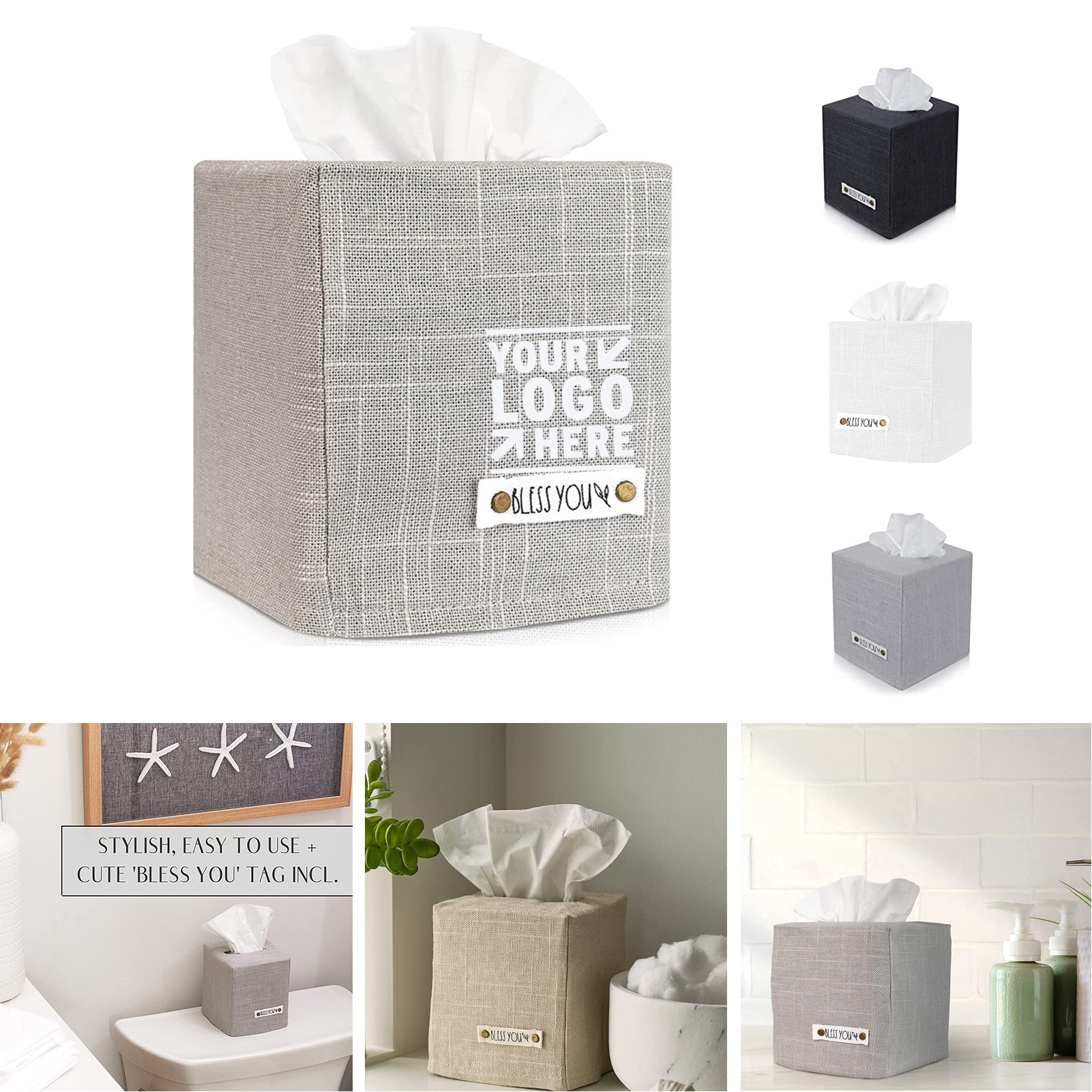 Stylish Linen Tissue Box Cover Holder 2