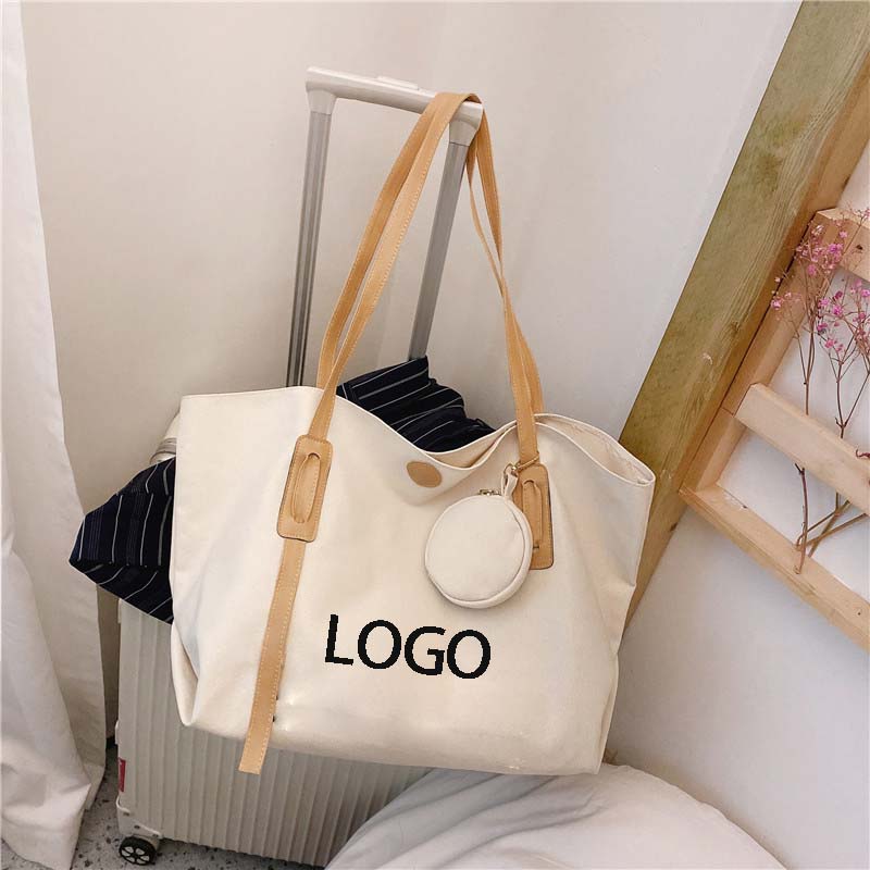 Washable Trendy Grocery/Shopping Canvas Tote Bags w/ Small Coin Purse 1