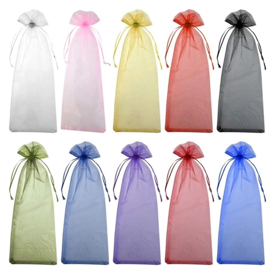 Drawstring Organza Wine Bottle Gift Bag 4
